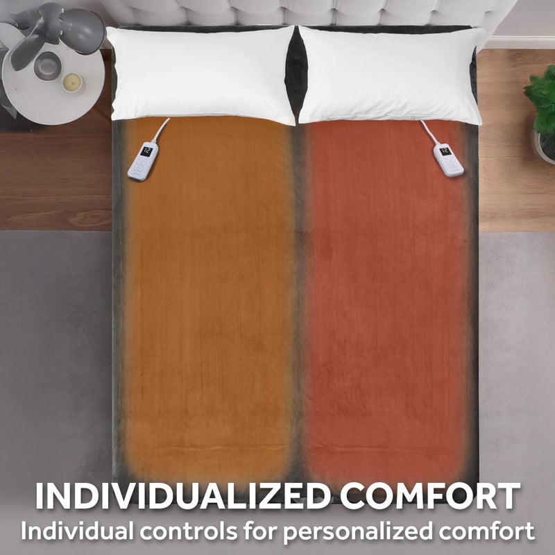 Sunbeam Electric Royal Luxe Microplush Reverse Sherpa Heated Blanket, 12 Heat Settings, 12-Hour Selectable Auto Shut-Off, Fast Heating, Warm and Cozy, Night Fog, King, 90" x 100" - Image 5